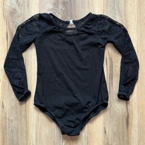 Black Lace Sleeve Kids One Piece